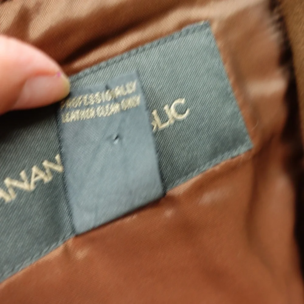 Vintage Suede Leather Sport Coat BANANA REPUBLIC Mens Large Brown Chore Safari